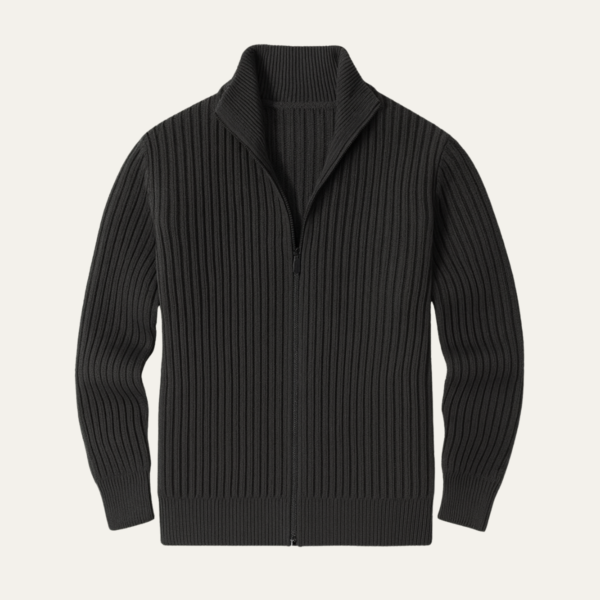 Men's Ribbed Knitted Cardigan Zip Up - VibreMode