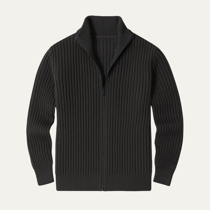 Men's Ribbed Knitted Cardigan Zip Up - VibreMode