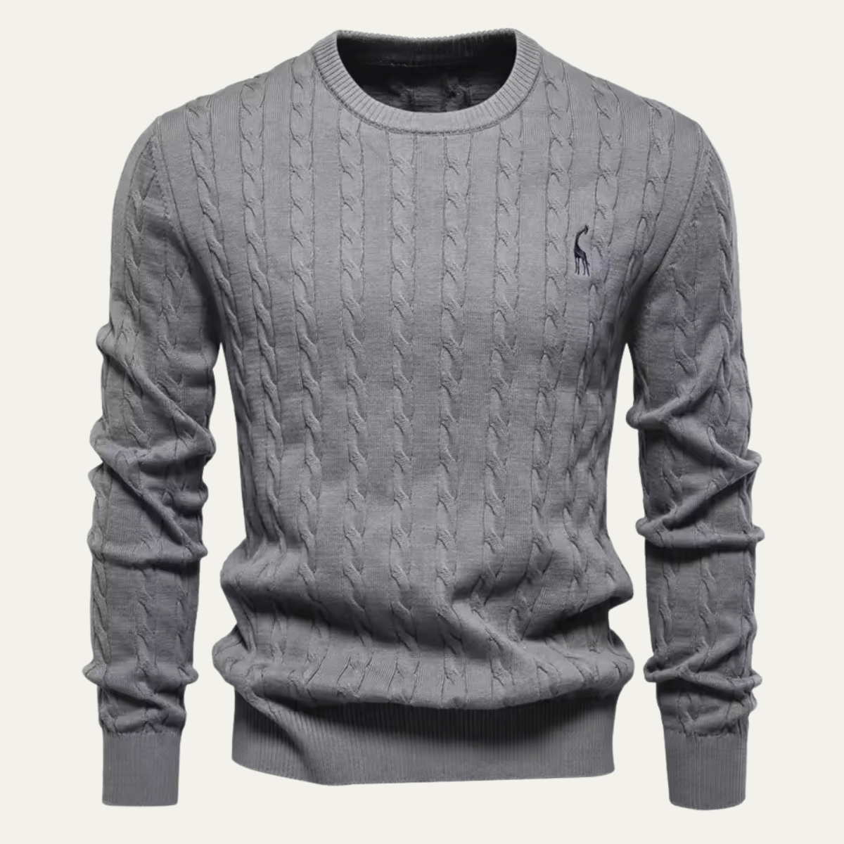 Men's Cotton Cable Knit Crew Neck Sweater
