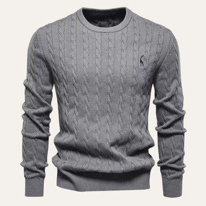 Men's Cotton Cable Knit Crew Neck Sweater