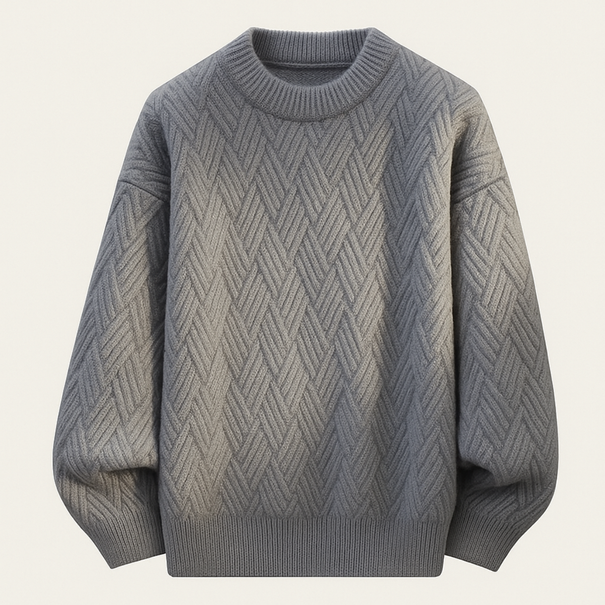 Men's Soft Knitted Sweater Warm O-Neck Beige - VibreMode