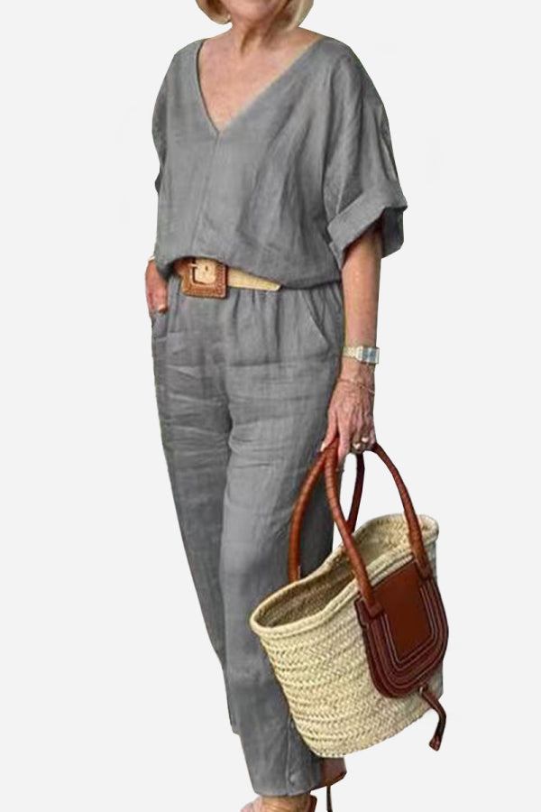 Women's V-Neck Batwing And Pants Set
