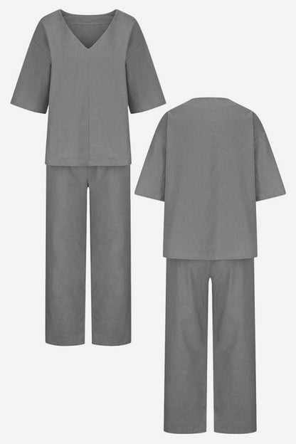 Women's V-Neck Batwing And Pants Set