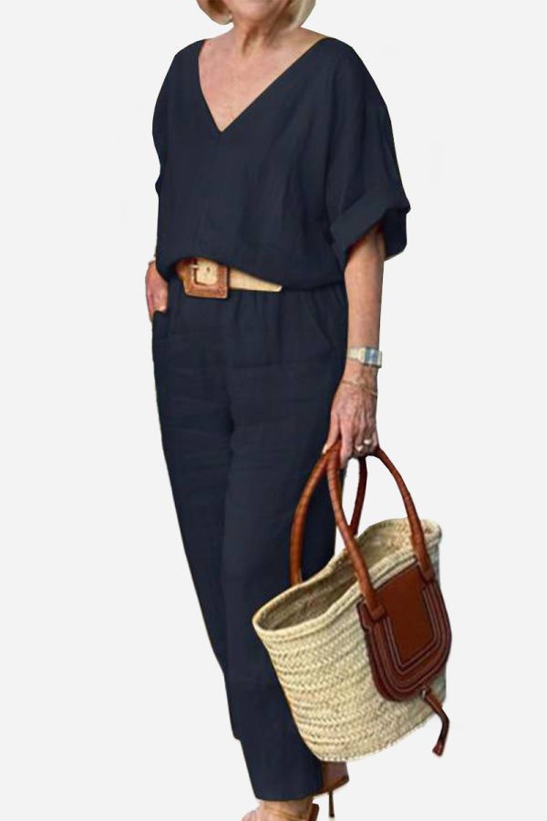 Women's V-Neck Batwing And Pants Set