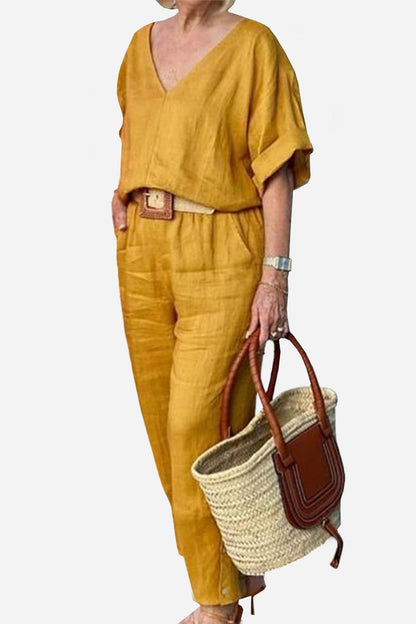 Women's V-Neck Batwing And Pants Set