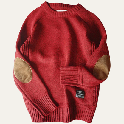 Men's Oversized Knit Sweater Elbow Patches