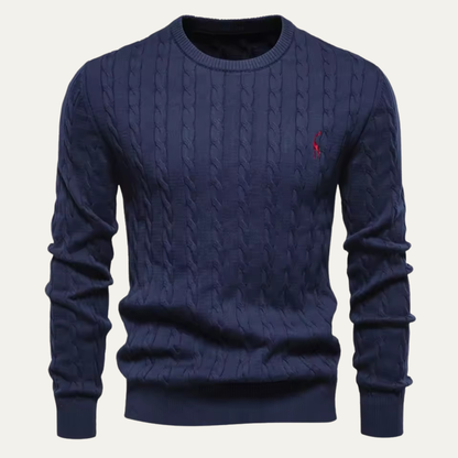 Men's Cotton Cable Knit Crew Neck Sweater