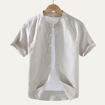 Mens Cotton Linen Button Down Shirt