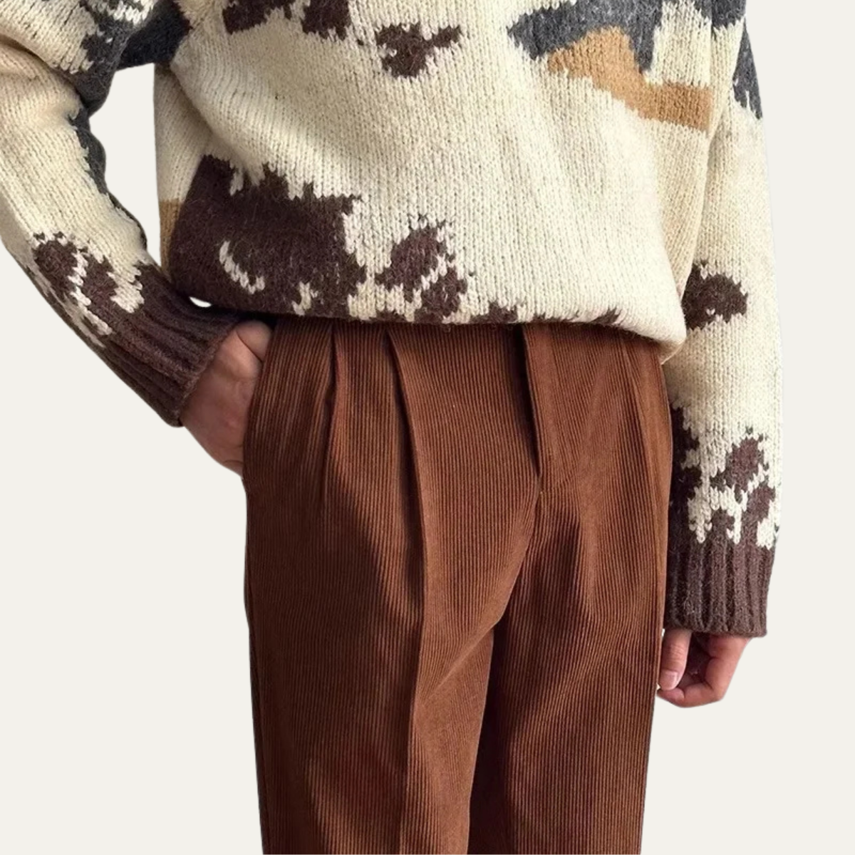 Men's High Waist Pleated Pants