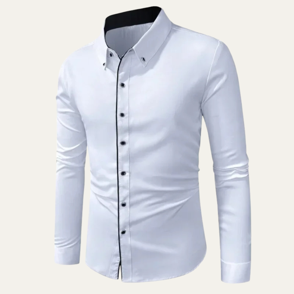 Men's Slim Fit Dress Shirt Long Sleeve White Cotton