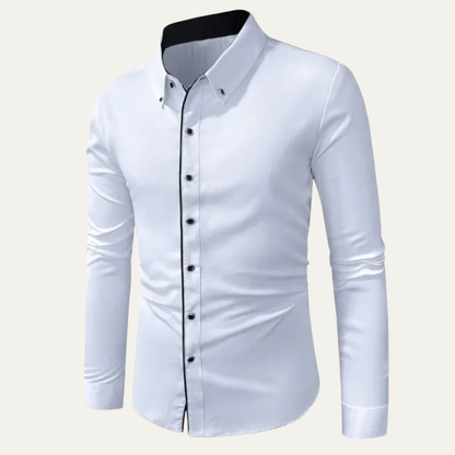 Men's Slim Fit Dress Shirt Long Sleeve White Cotton