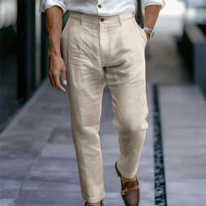 Men's Linen Casual Pants Lightweight Beige
