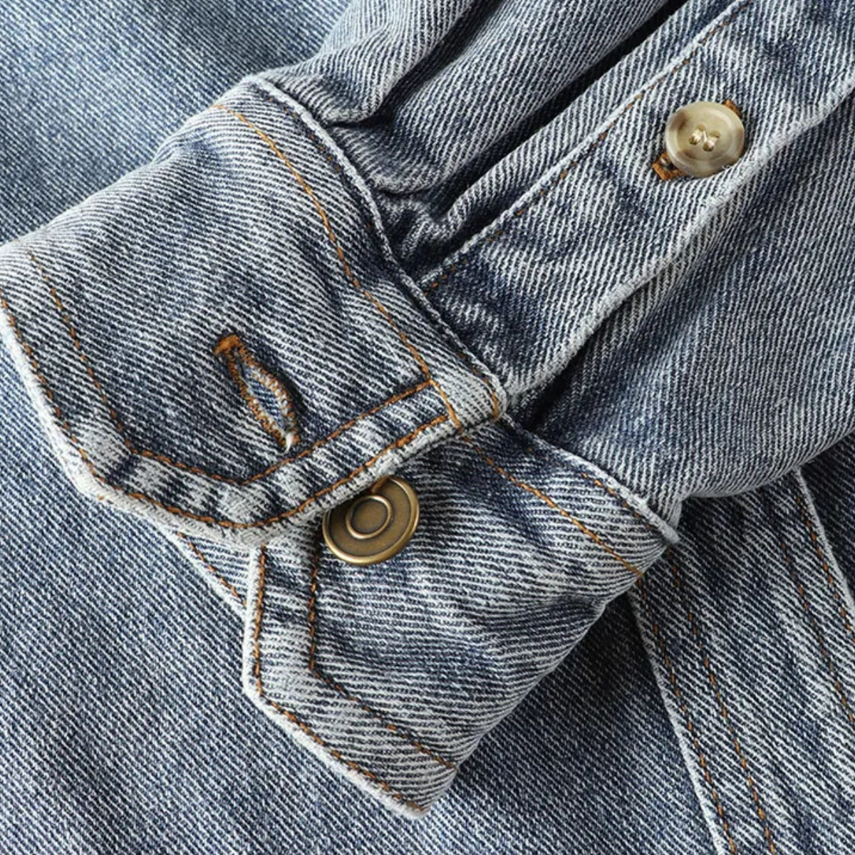 Men's Denim Shirt Jacket Washed Retro Blue