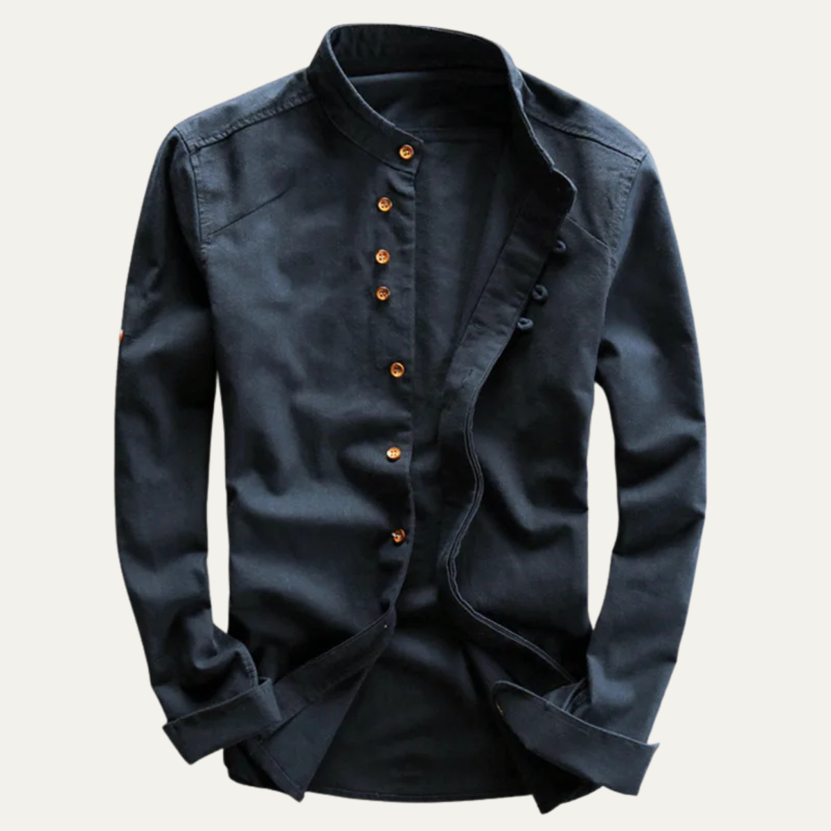Men's Linen Cotton Stand Collar Shirt Japanese Style