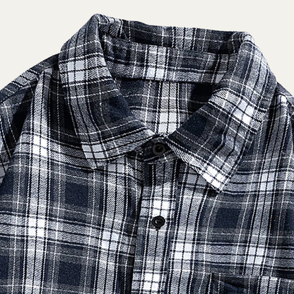 Men's Plaid Casual Shirt Loose Fit Retro Style