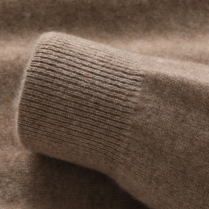Men's Merino Wool Sweater O Neck Winter Beige