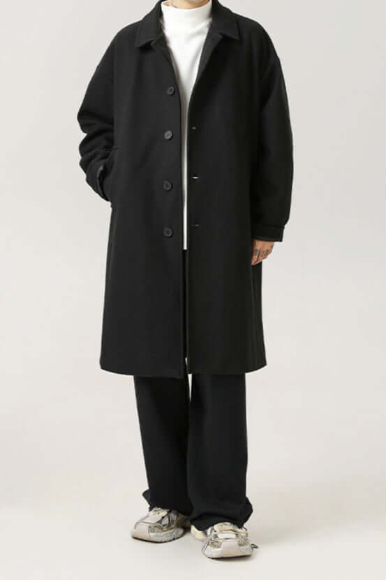 Men's Wool Overcoat Classic Oversized Warm Grey