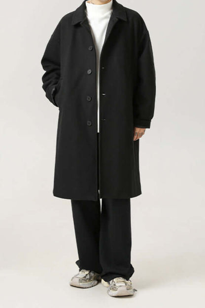 Men's Wool Overcoat Classic Oversized Warm Grey