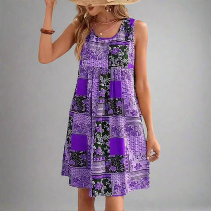 Trendy Floral Patchwork Summer Dress