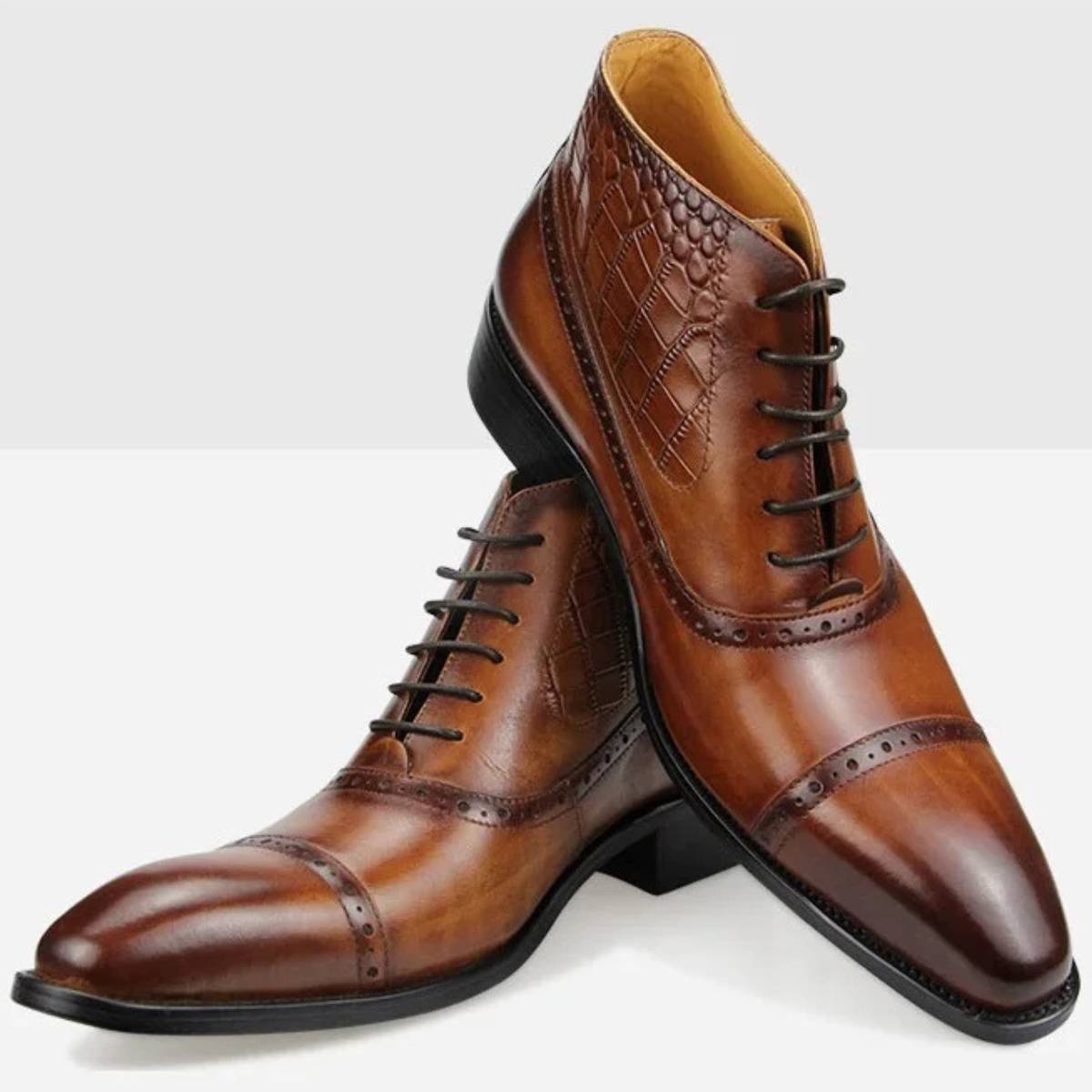 Men's Pointed Toe Leather Ankle Boots