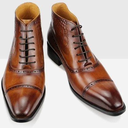 Men's Pointed Toe Leather Ankle Boots