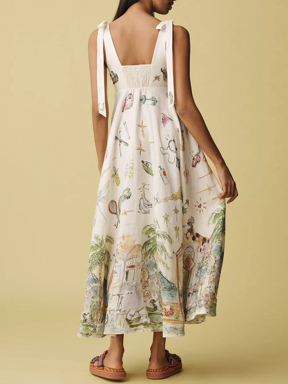 Chic Hand Painted Midi Dress for Women