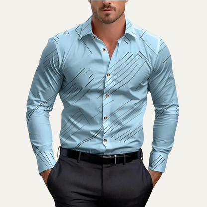 Men's Slim Fit Geometric Print Business Shirt