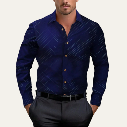Men's Slim Fit Geometric Print Business Shirt