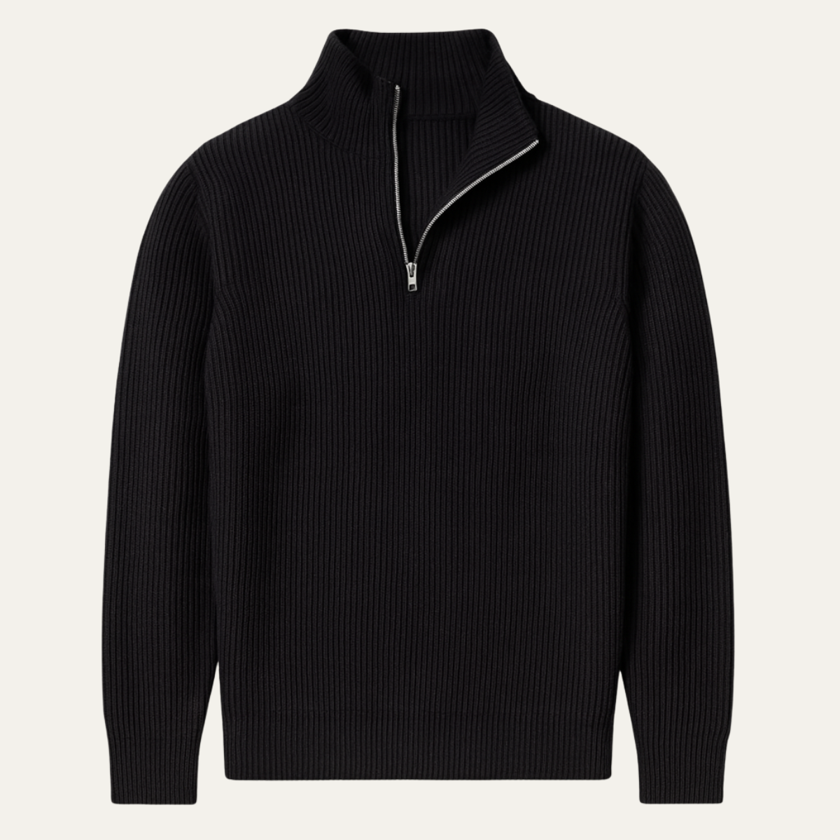 Men's Quarter Zip Ribbed Knit Sweater - VibreMode