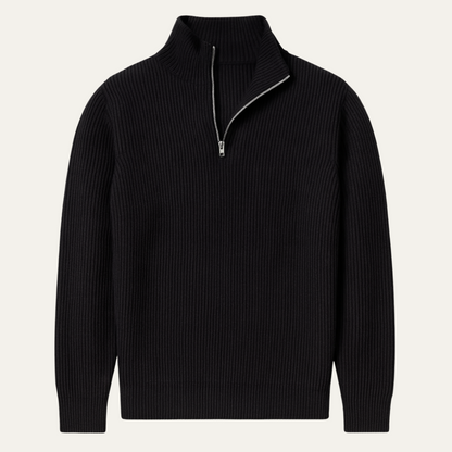 Men's Quarter Zip Ribbed Knit Sweater - VibreMode