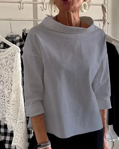 Women's Casual Blouse Wide Lapel Half Turtleneck