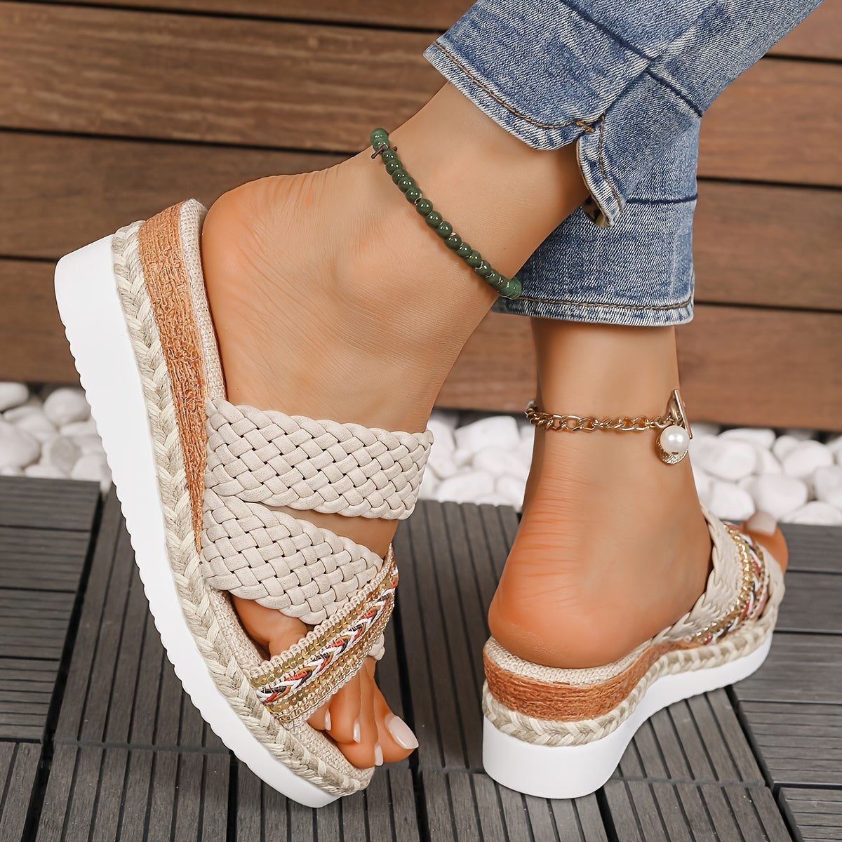 Women's Woven Slip On Sandals