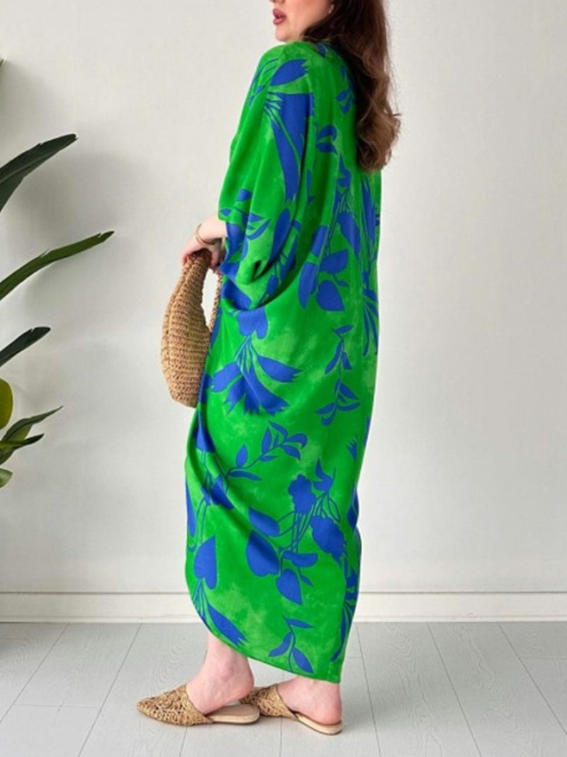 Trendy Print Relaxed Fit V Neck Summer Dress