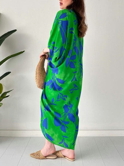 Trendy Print Relaxed Fit V Neck Summer Dress