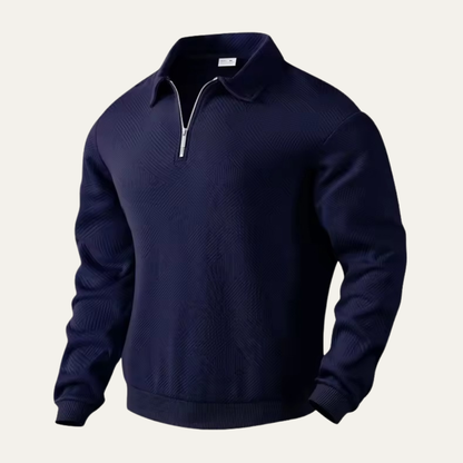 Men's Textured Knit Quarter Zip Sweater
