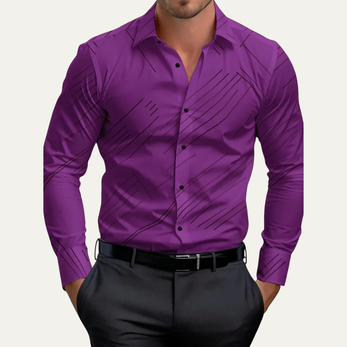 Men's Slim Fit Geometric Print Casual Shirt
