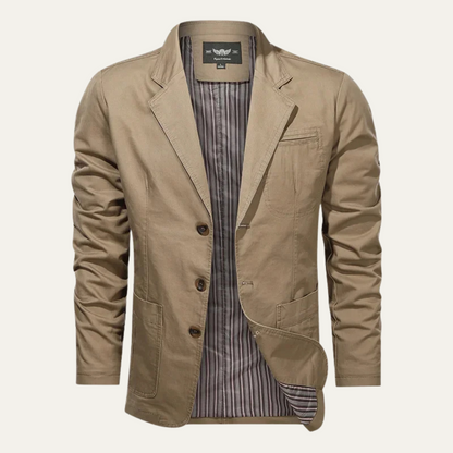Men's Cotton Blazer Lightweight Beige - VibreMode
