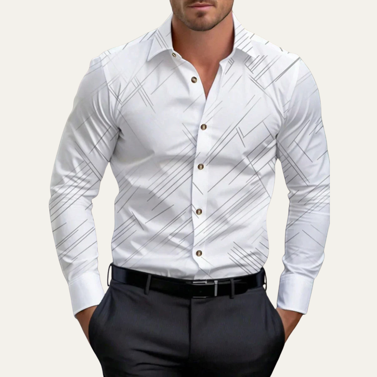 Men's Slim Fit Geometric Print Casual Shirt