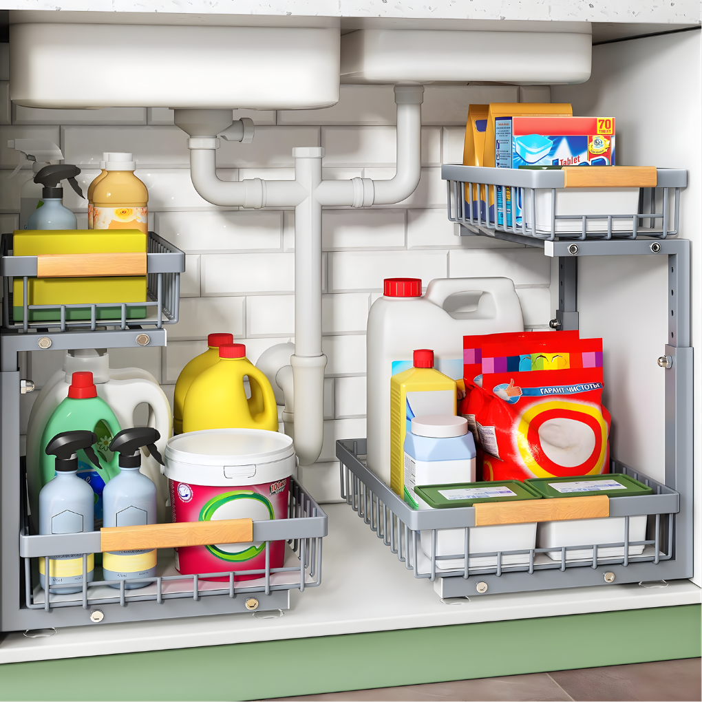 Under Sink Sliding Tray Organizer
