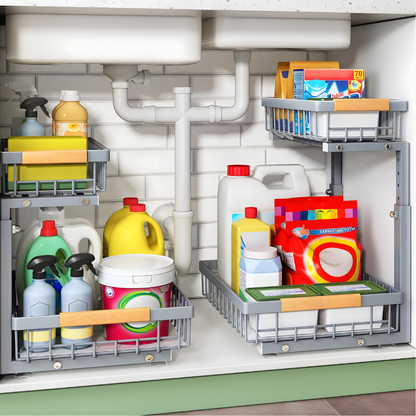 Under Sink Sliding Tray Organizer