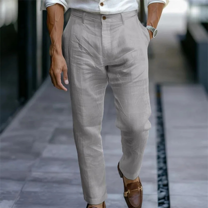 Men's Linen Casual Pants Lightweight Beige