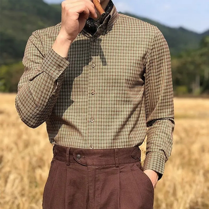 Men's Vintage Checkered Dress Shirt