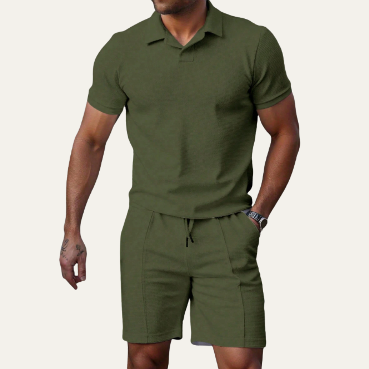 Men's Casual Shirt And Shorts Set