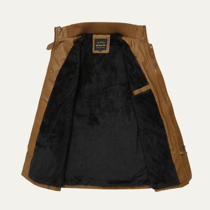 Men's Leather Winter Jacket With Belt