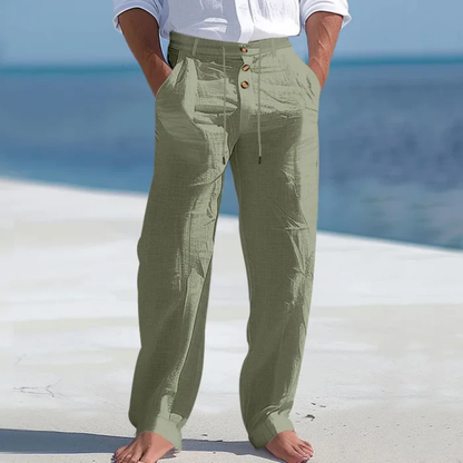 Men's Linen Pants Lightweight Beige