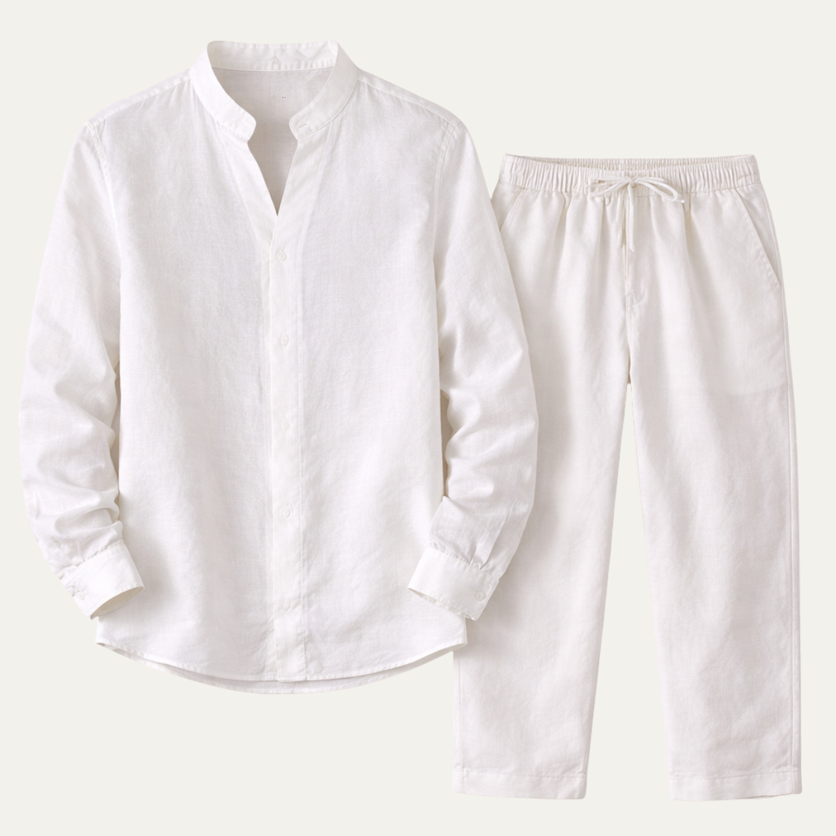 Men's Cotton Linen Shirt Pants Set - VibreMode