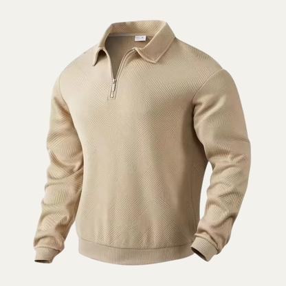 Men's Textured Knit Quarter Zip Sweater