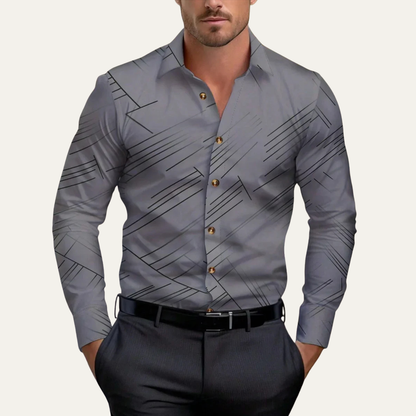 Men's Slim Fit Geometric Print Casual Shirt