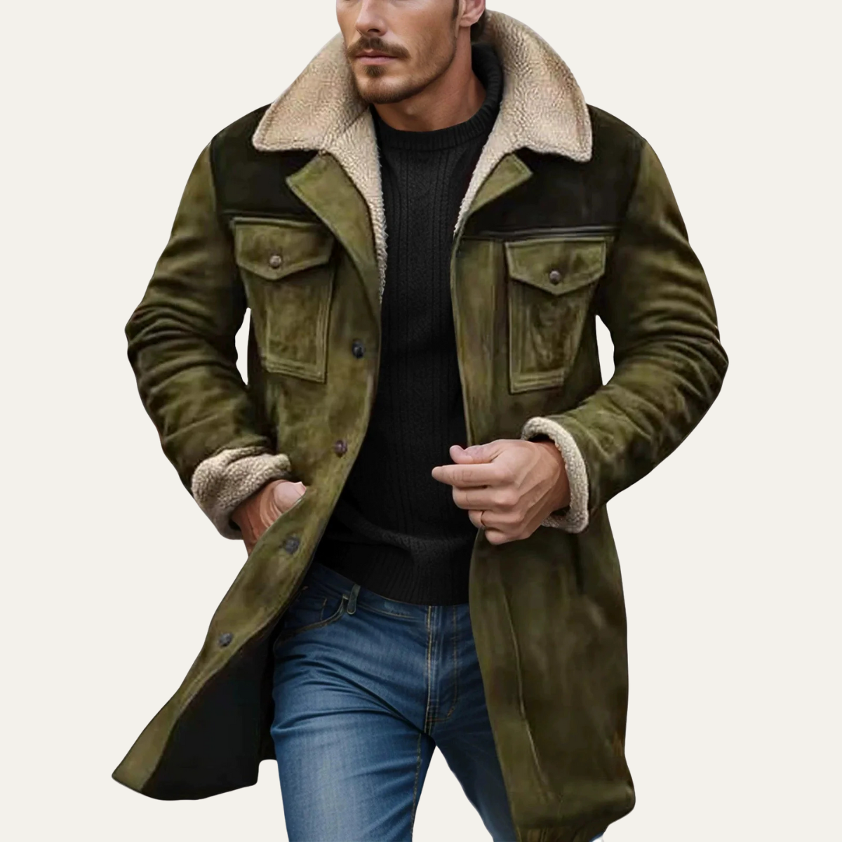 Men's Shearling Lined Winter Jacket