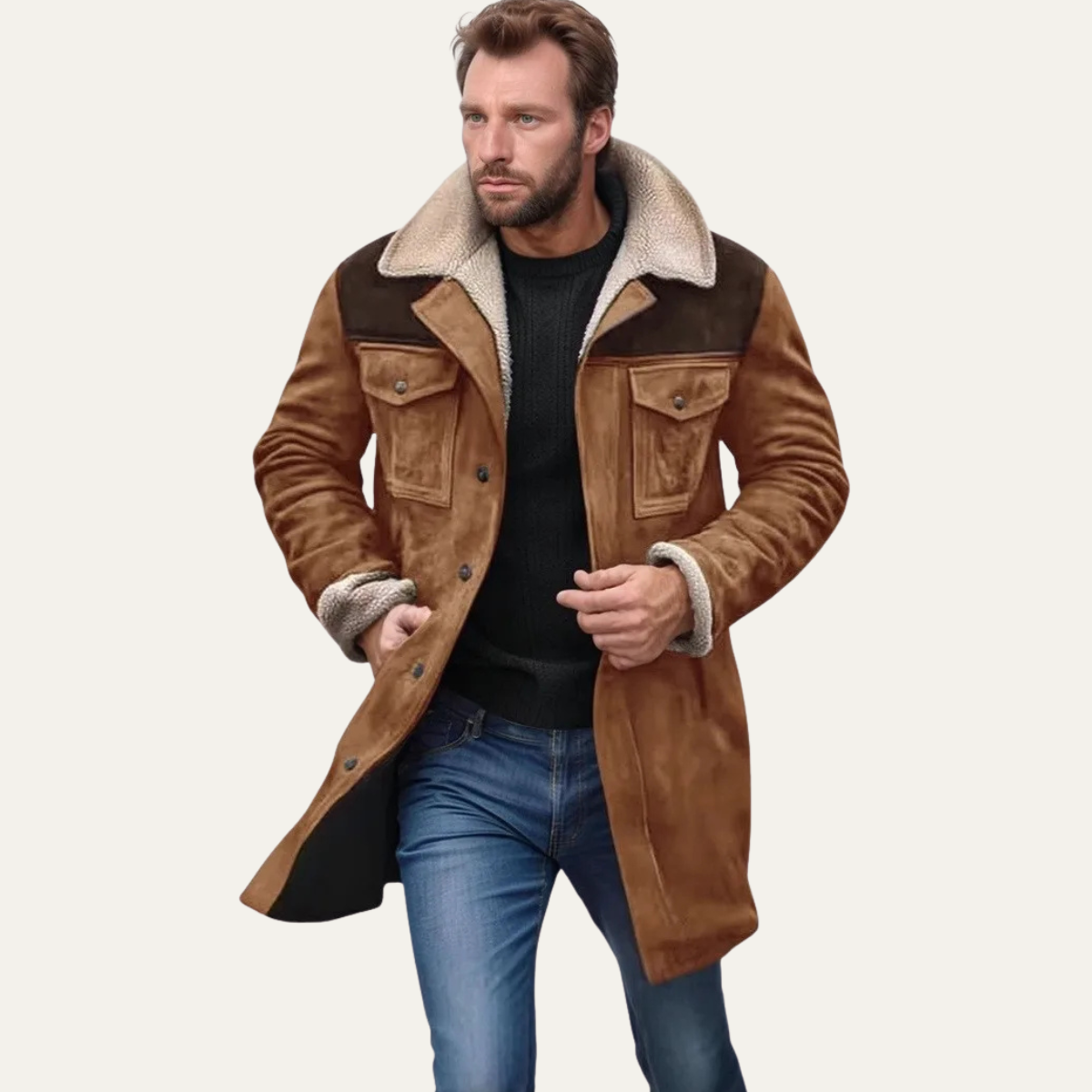 Men's Shearling Lined Winter Jacket